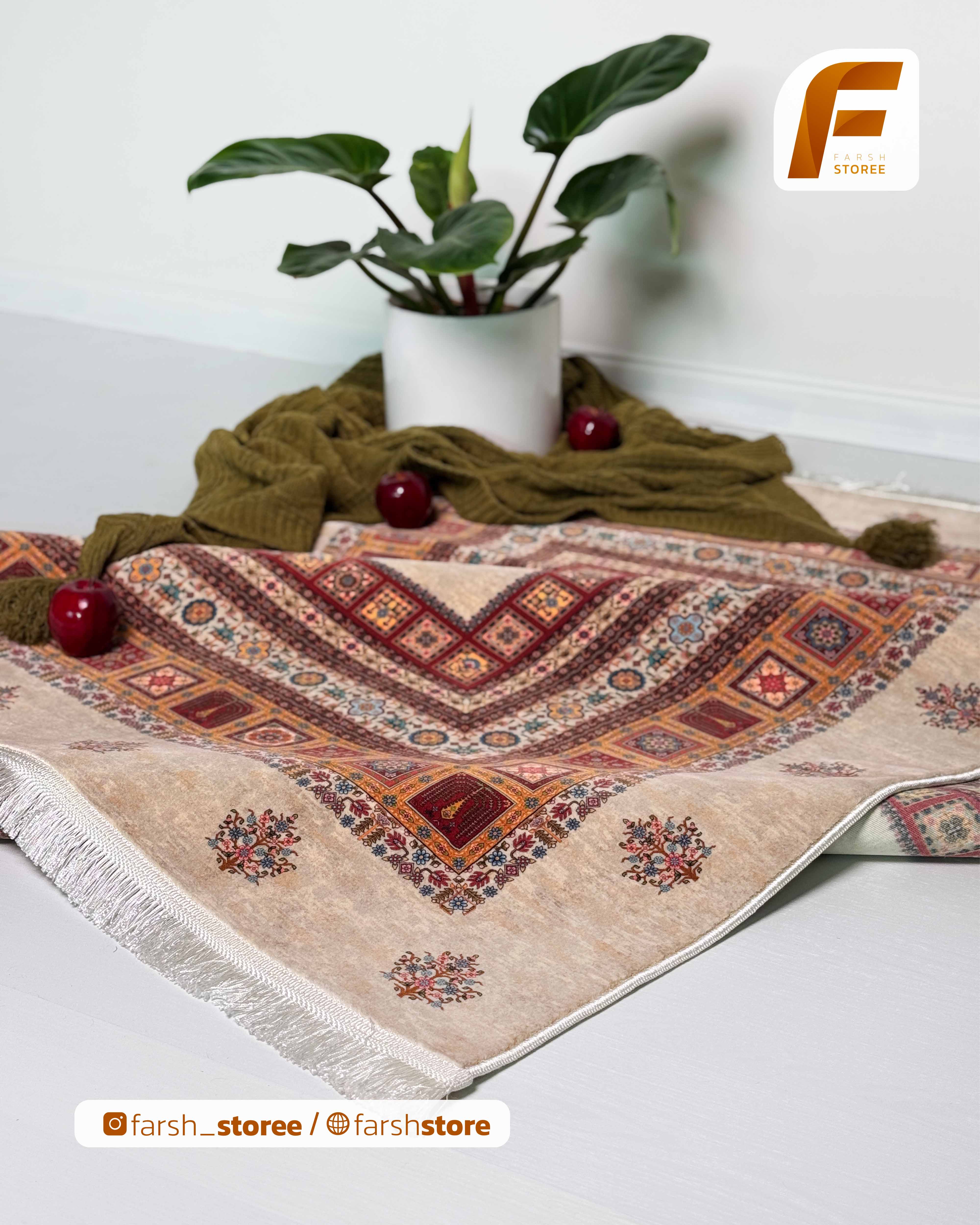 فرش کهنه نما با کد c1089 با زمینه ی تمام رنگ 
